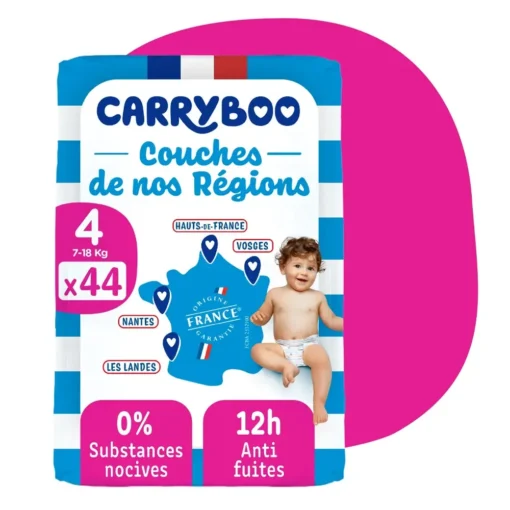 Carryboo Couches de nos Régions - Taille 4 (7-18 kg) - 44 Unités