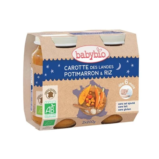 Babybio Pot bonne huit carotte des landes butternut de provence et riz de camargue 200g