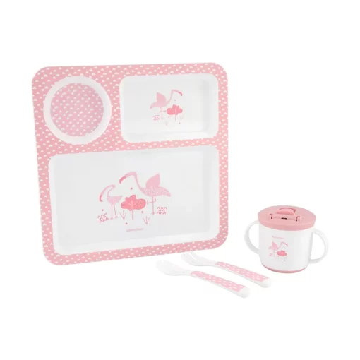 Set Repas 4 Pièces Flamingo Rose - Kikkaboo