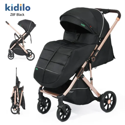 poussette bidirectioinelle noir kidilo reversivle cadre doré