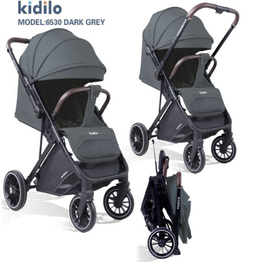 Kidilo – Poussette valise réversible Gris Foncé