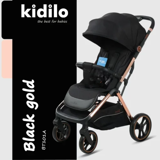 Poussette Auto-pliante Noir Gold – Kidilo