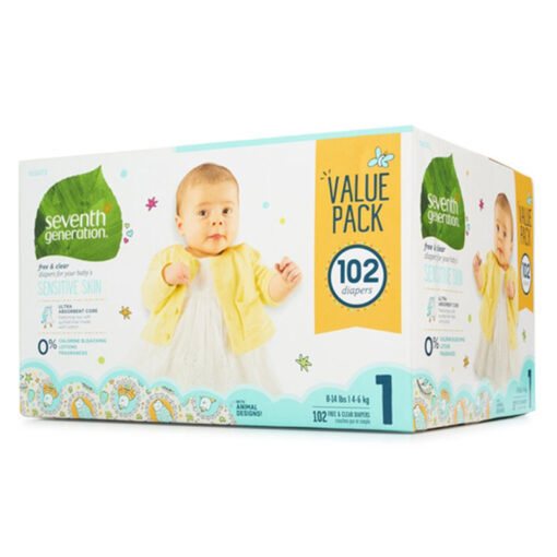 Couches bébé Pure et simple, 3 pack, Stage 1, 102 Unites - SEVENTH GENERATION