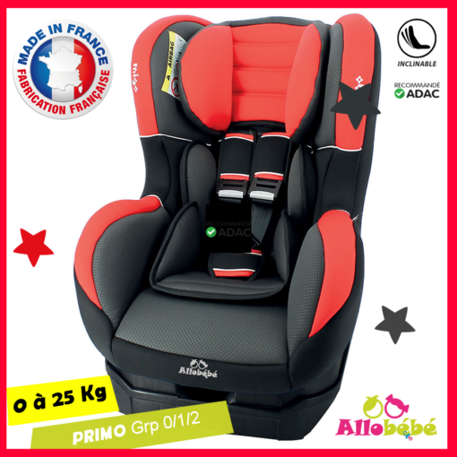 Siège auto Primo Grp 0/1/2 Rouge/Noir 0 à 25kg