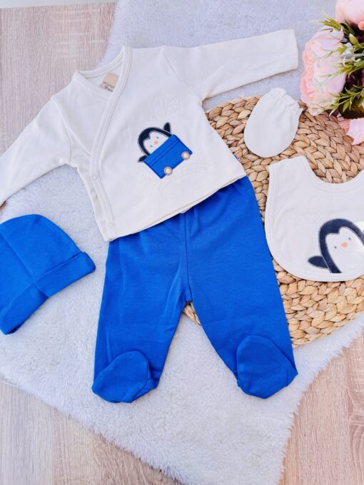 Ensemble hôpital pour bébé 100% coton - Bleu