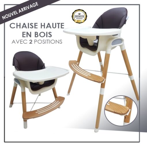 chaise haute en bois