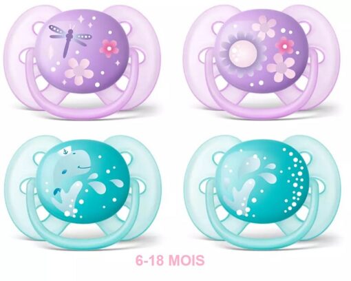 Lot de 2 sucettes orthodontiques Ultra Douces- 6-18 mois - Avent-0