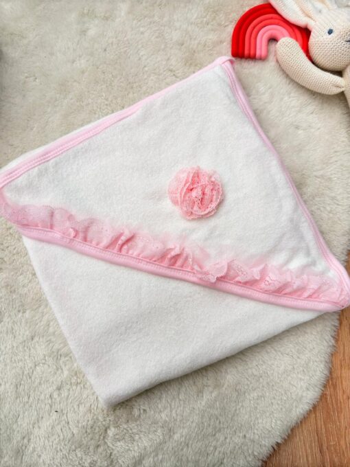 Serviette de bain bébé Ultra Absorbante motif dentelle