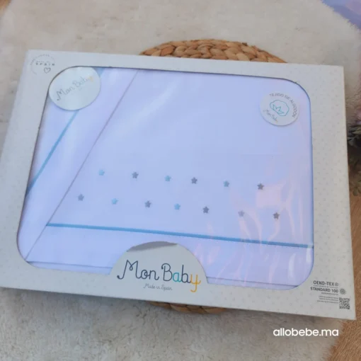 Coffret Draps 3 pièces etoiles bleu - Mon baby