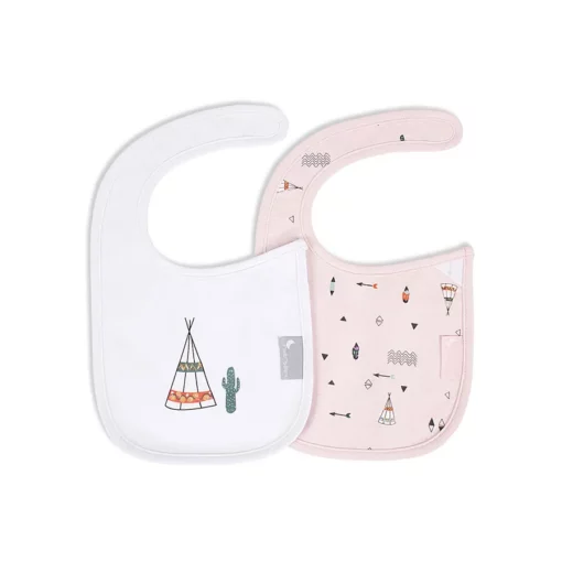 bavoir velcro (pack 2 unités) -rose - Interbaby