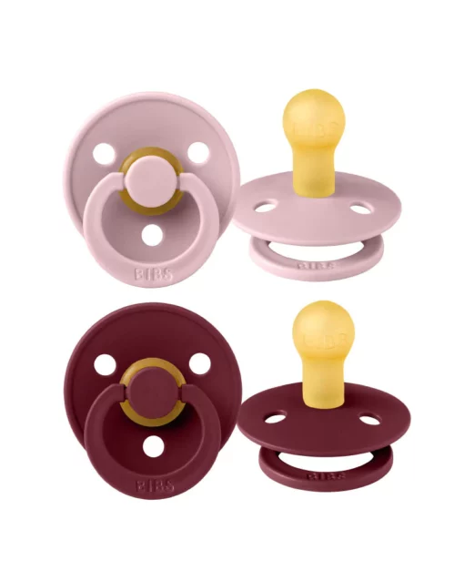 Lot de 2 Sucettes rose poudré grenat- Bibs