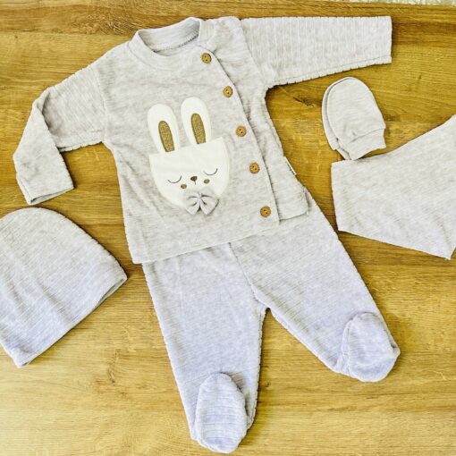 Tenue velours naissance 5 pcs beige