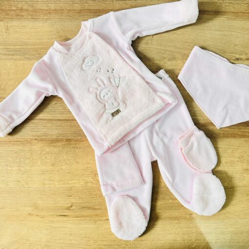 Tenue naissance velours rose 5 pcs