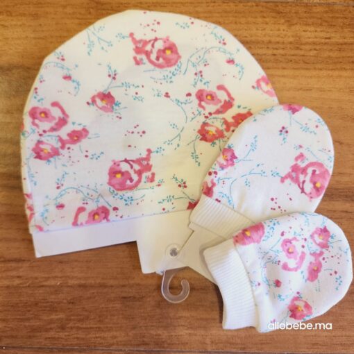 Bonnet & moufles coton bébé