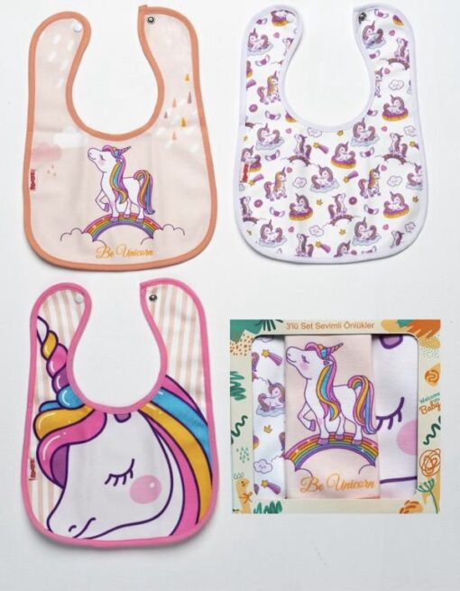 Lot de 3 bavoir bébé motif licorne - Baby Bibs