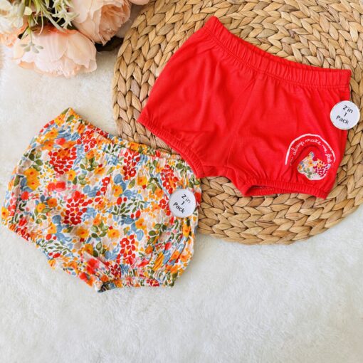 Lot de 2 shorts bébé fille motif fleuri en coton pur