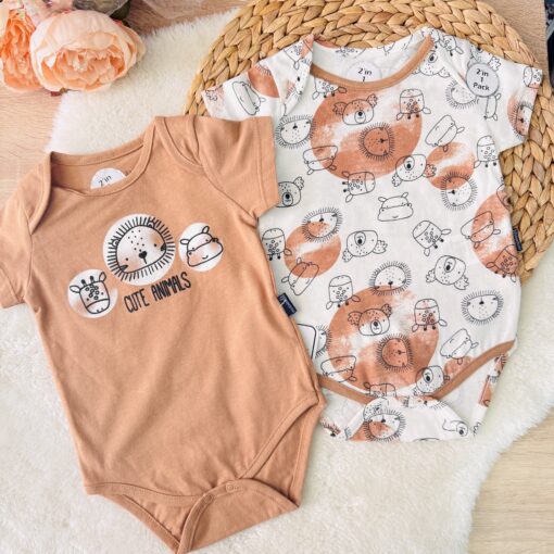 Lot de 2 Bodies Bébé Manches Courtes 100% Coton