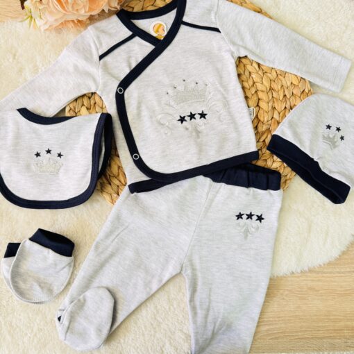 Ensemble Baptême 5 pièces raffiné : coton doux pour bébé